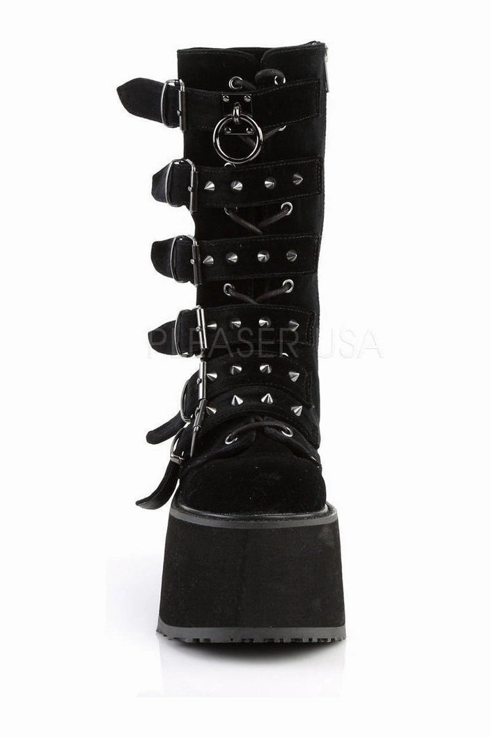 DAMNED-225 Demonia Knee Boot | Black Velvet