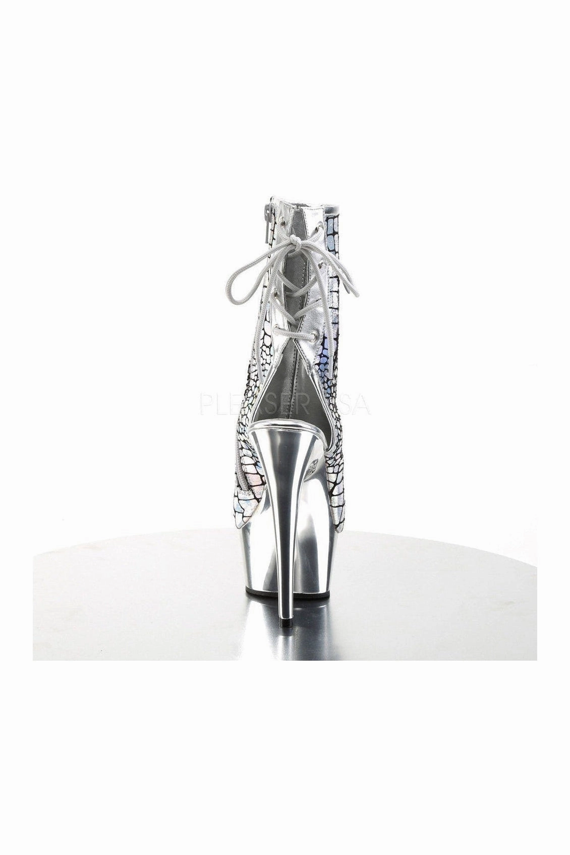 DELIGHT-1018HG Platform Boot  | Silver Faux Leather