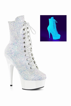 DELIGHT-1020LG White Glitter Ankle Boot