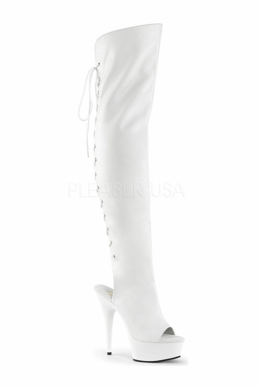 DELIGHT-3019 Platform Boot  | White Faux Leather