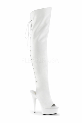 DELIGHT-3019 Platform Boot  | White Faux Leather