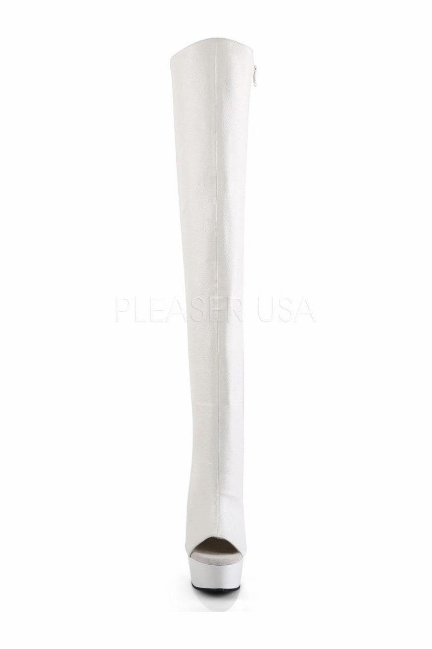 DELIGHT-3019 Platform Boot  | White Faux Leather