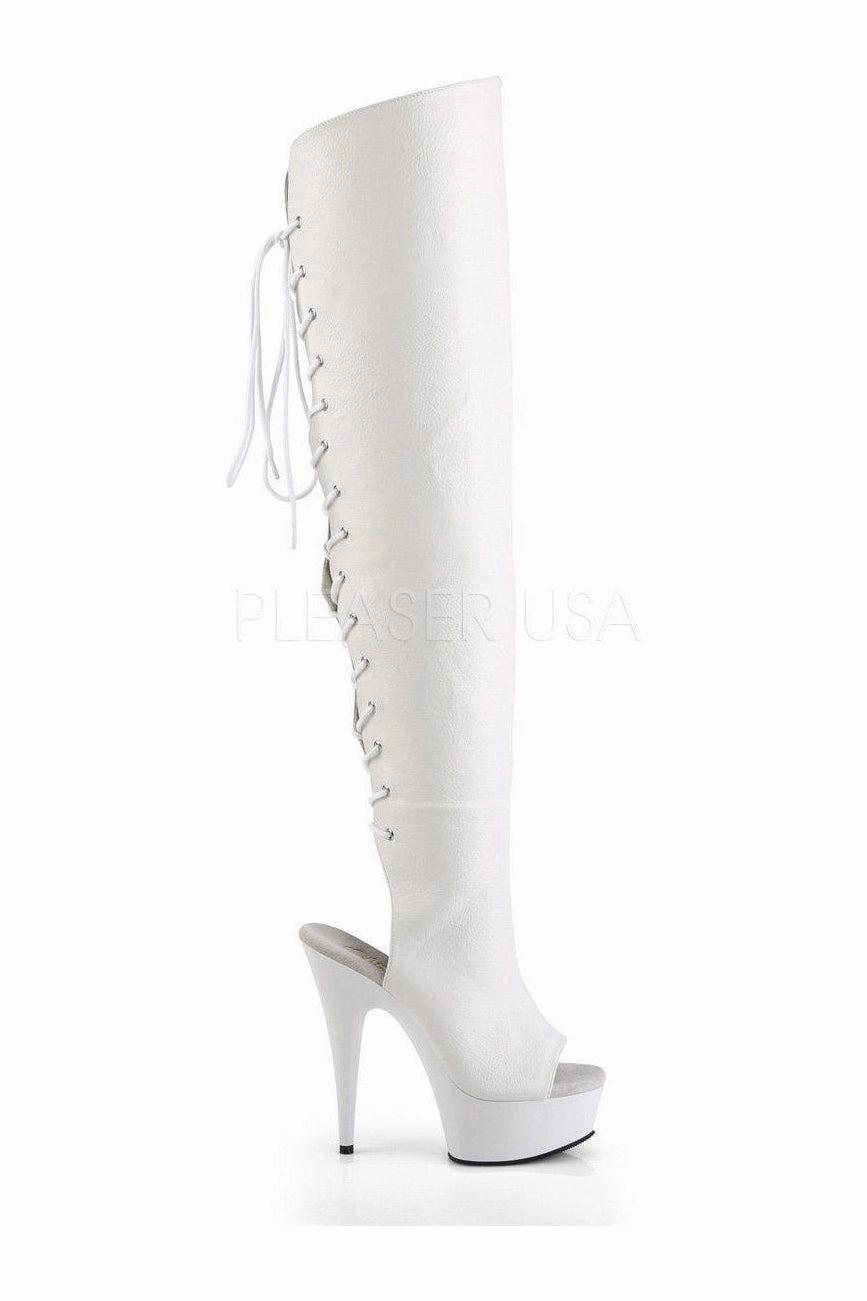 DELIGHT-3019 Platform Boot  | White Faux Leather