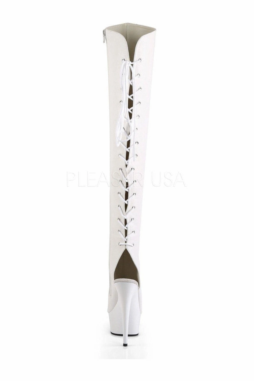 DELIGHT-3019 Platform Boot  | White Faux Leather
