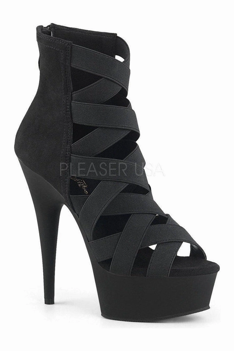 DELIGHT-600-24 Platform Sandal  | Black Elastic