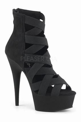 DELIGHT-600-24 Platform Sandal  | Black Elastic