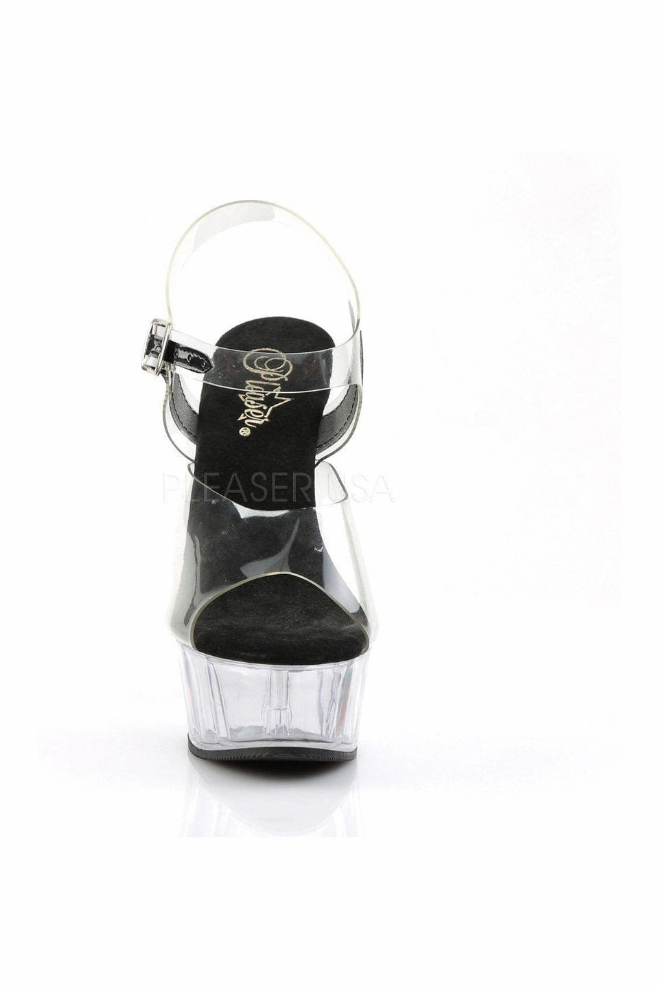 DELIGHT-608 Platform Sandal  | Black Vinyl