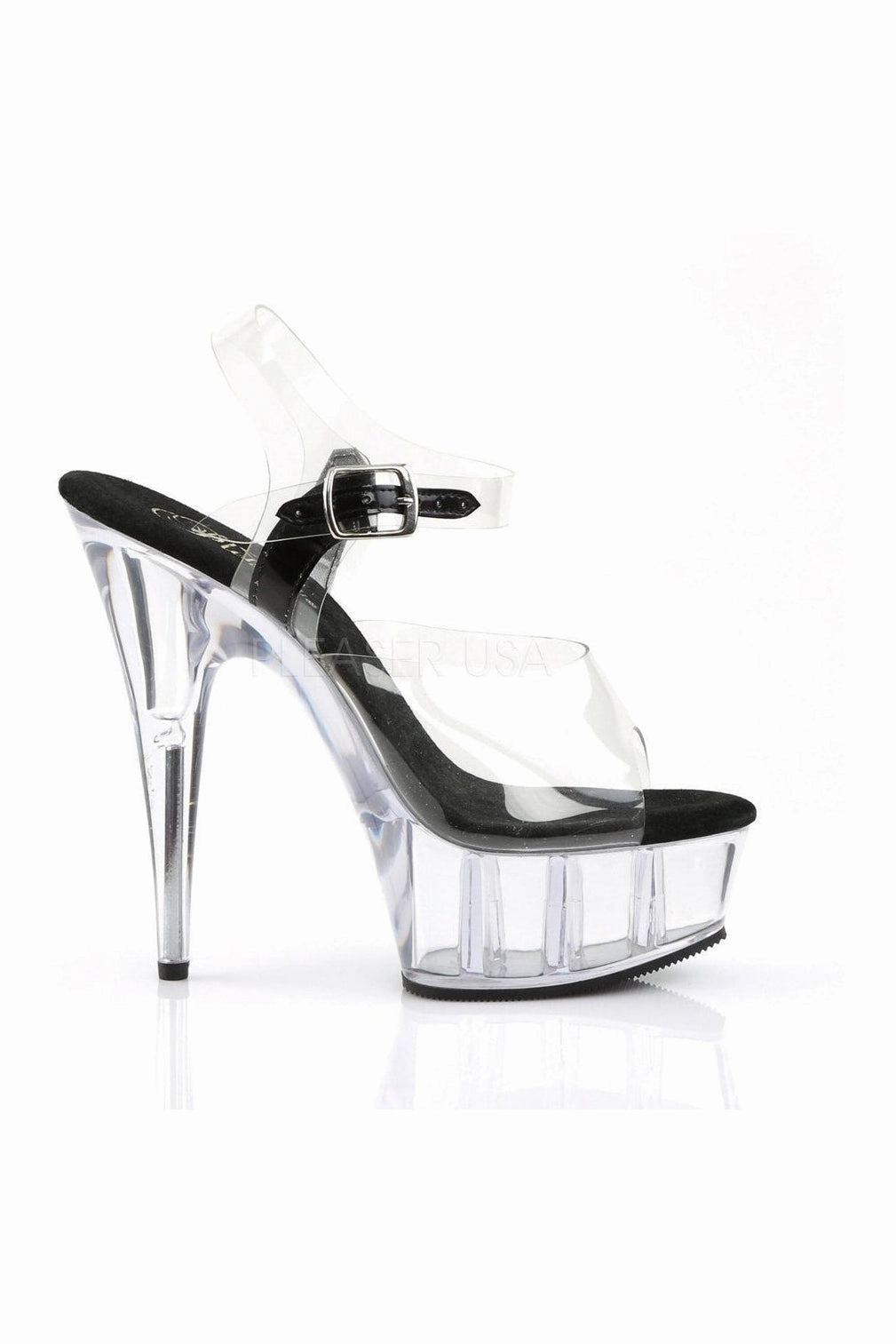 DELIGHT-608 Platform Sandal  | Black Vinyl