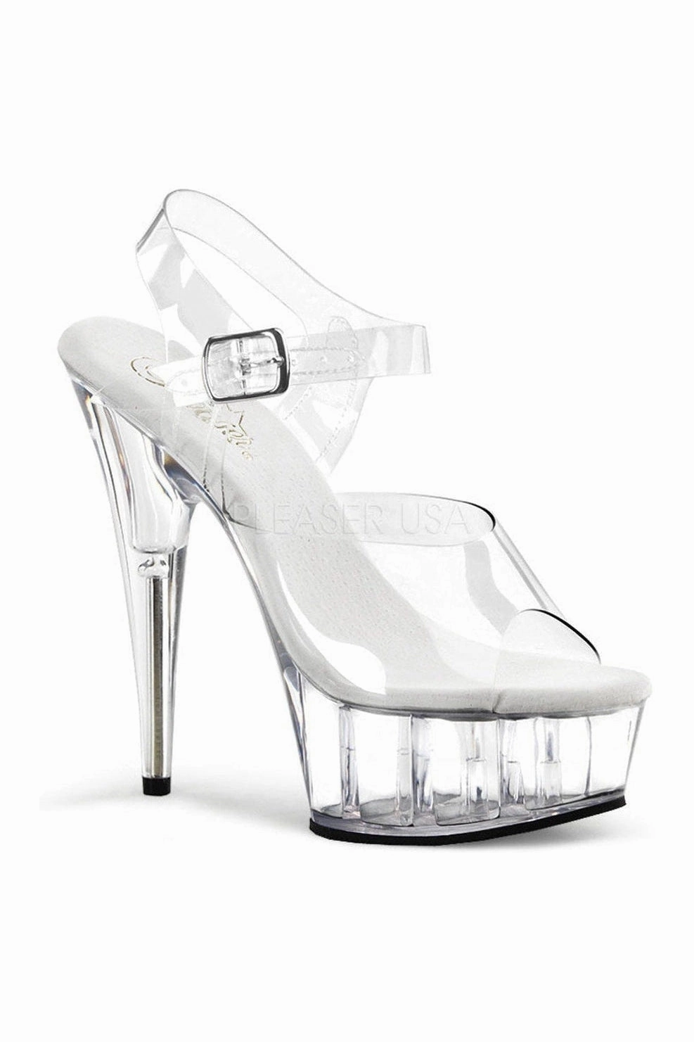 DELIGHT-608 Platform Sandal  | Clear Vinyl