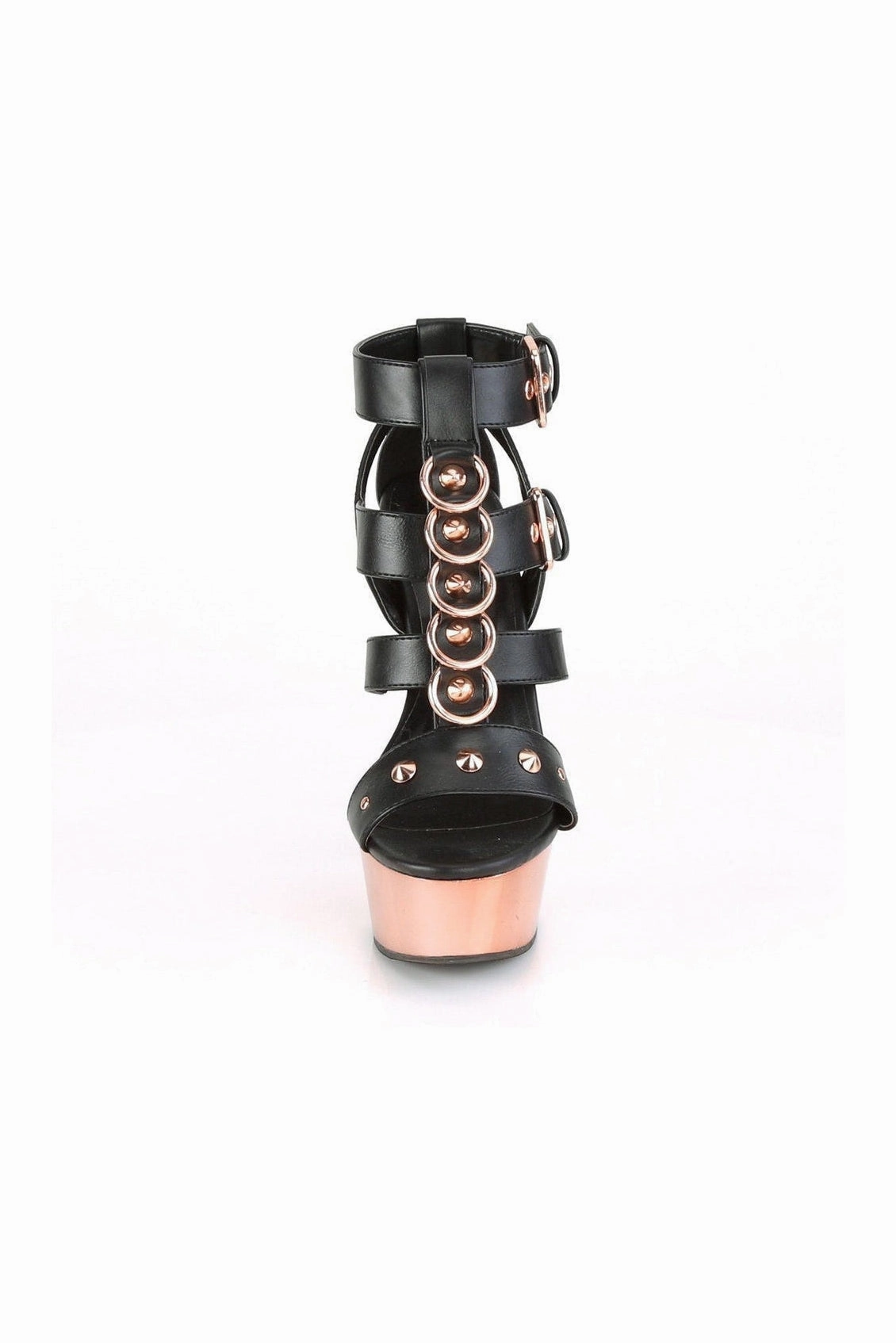 DELIGHT-658 Exotic Sandal | Black Faux Leather