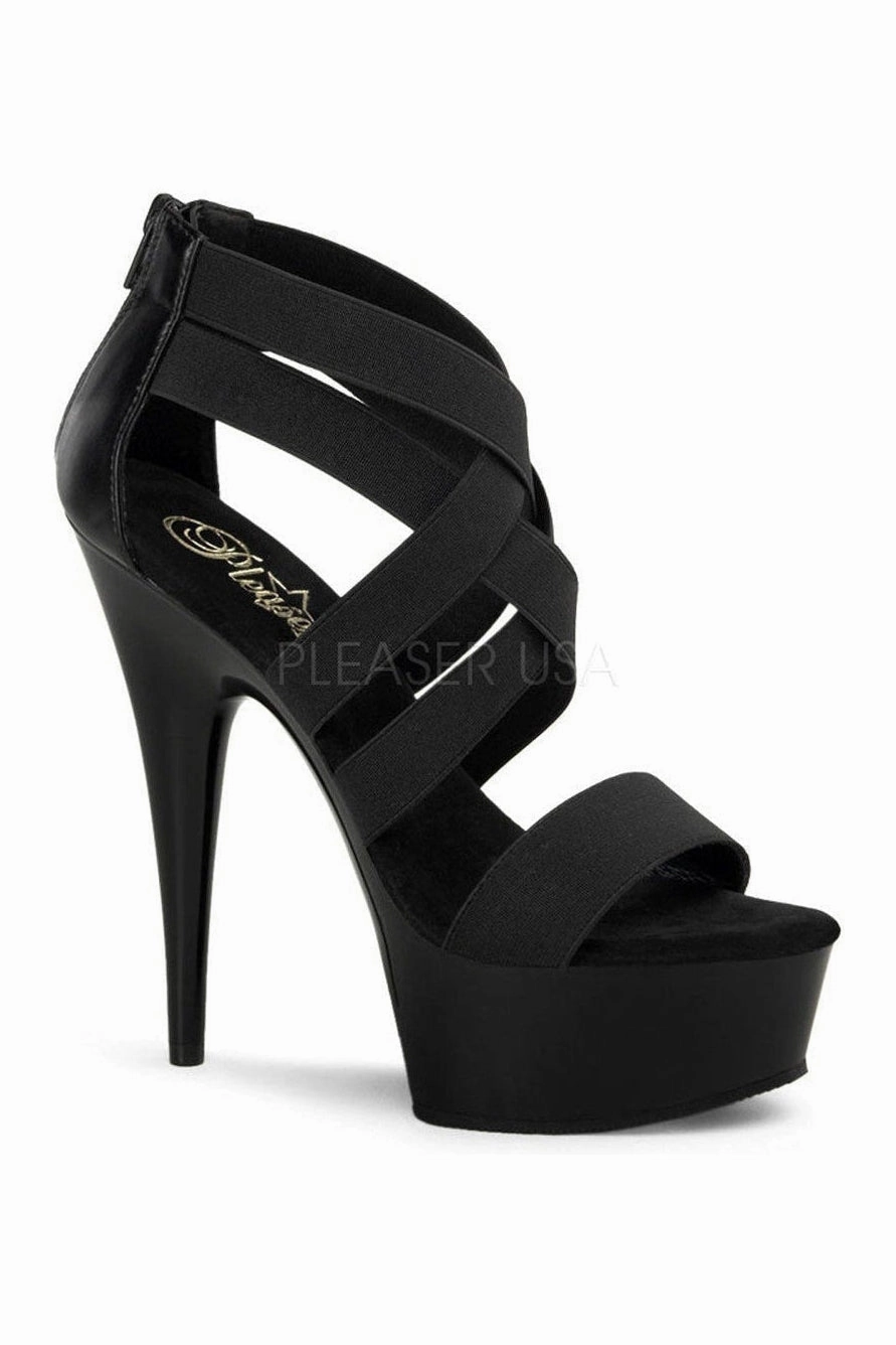 DELIGHT-669 Platform Sandal  | Black elastic