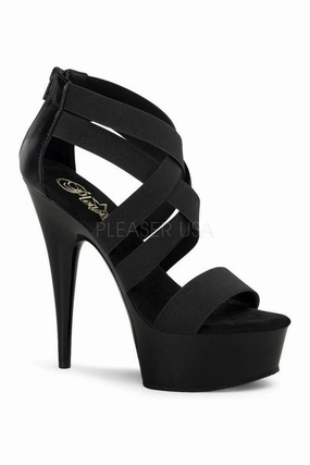 DELIGHT-669 Platform Sandal  | Black elastic