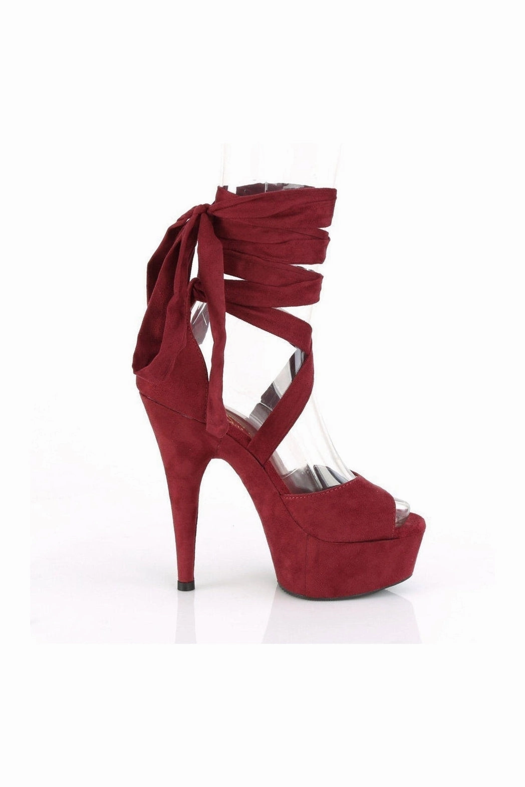 DELIGHT-679 Exotic Sandal | Burgundy Faux Suede