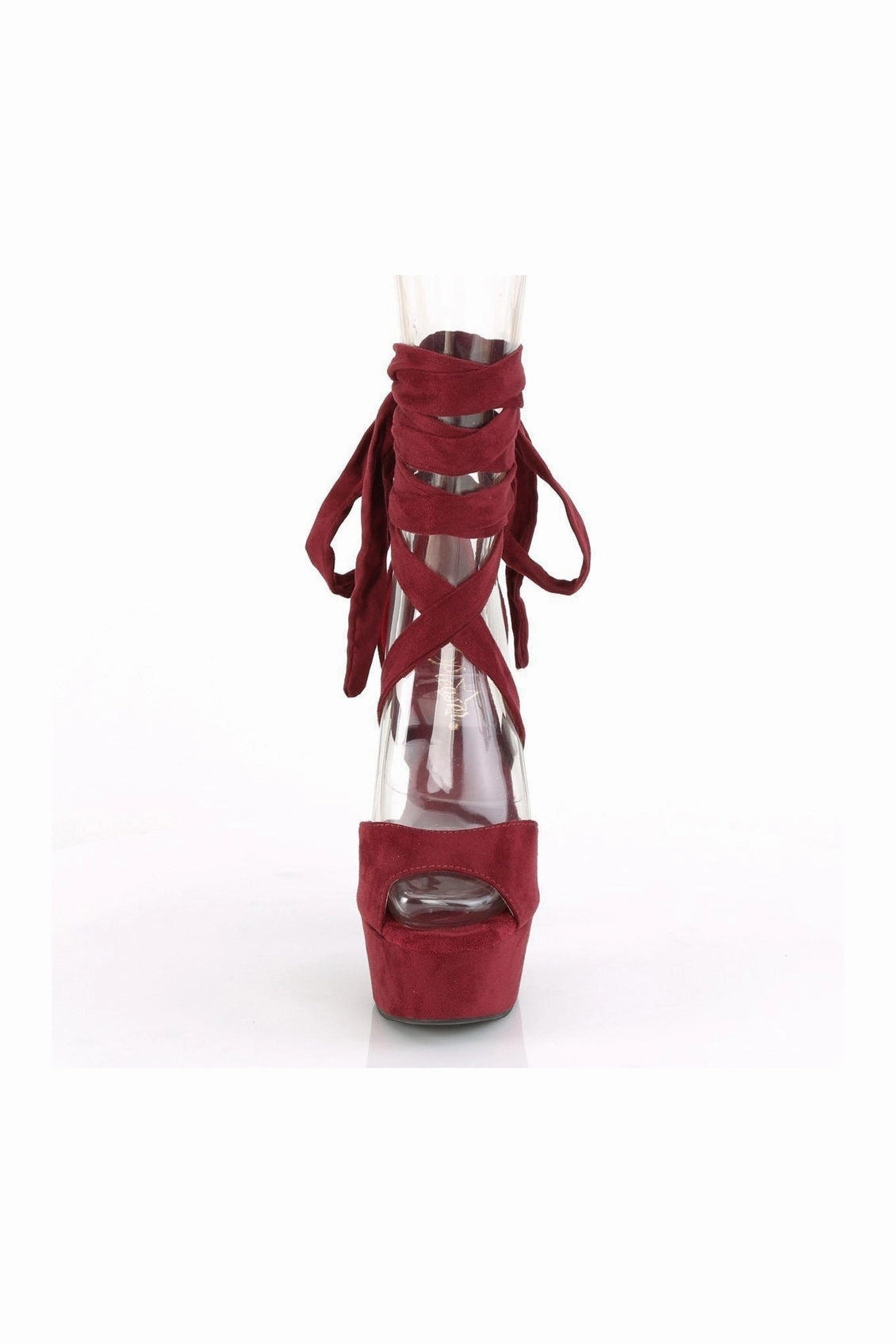 DELIGHT-679 Exotic Sandal | Burgundy Faux Suede