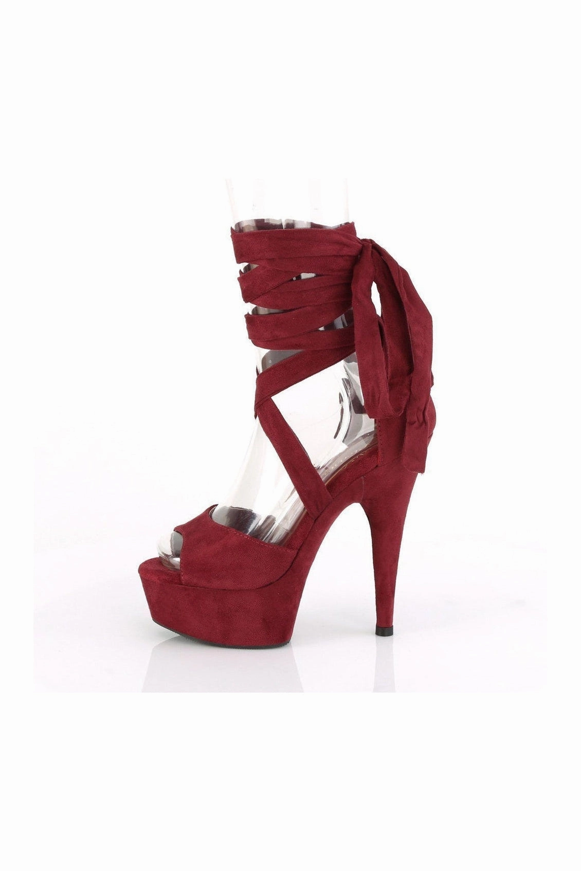 DELIGHT-679 Exotic Sandal | Burgundy Faux Suede