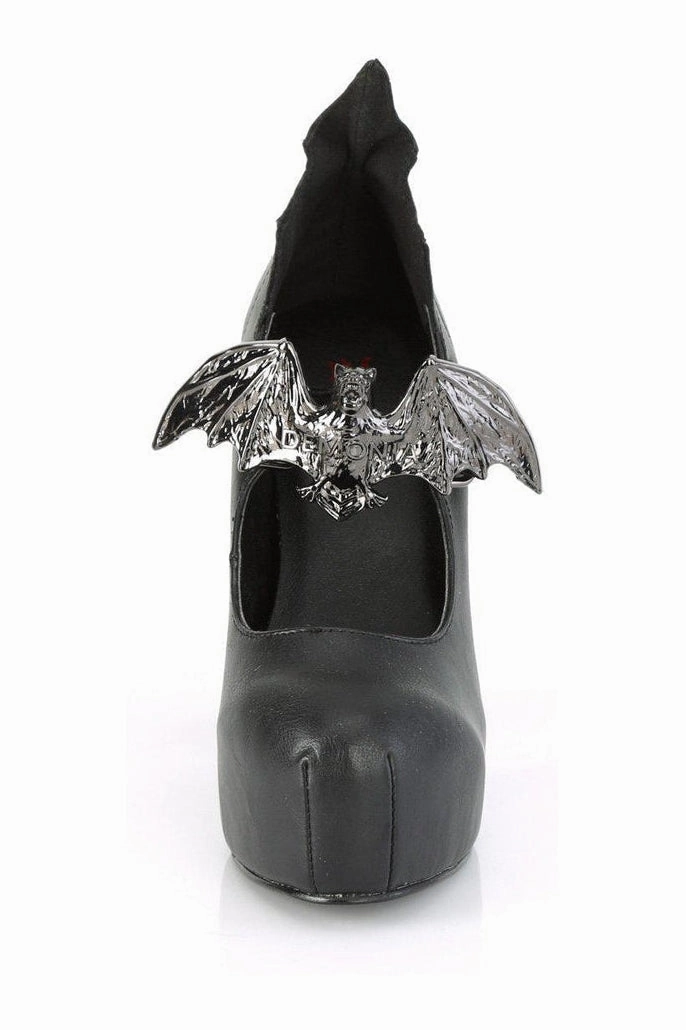 DEMON-18 Mary Jane | Black Faux Leather