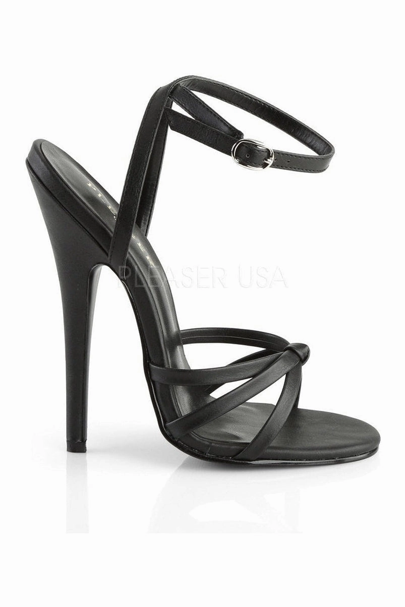 DOMINA-108 Sandal  | Black Faux Leather
