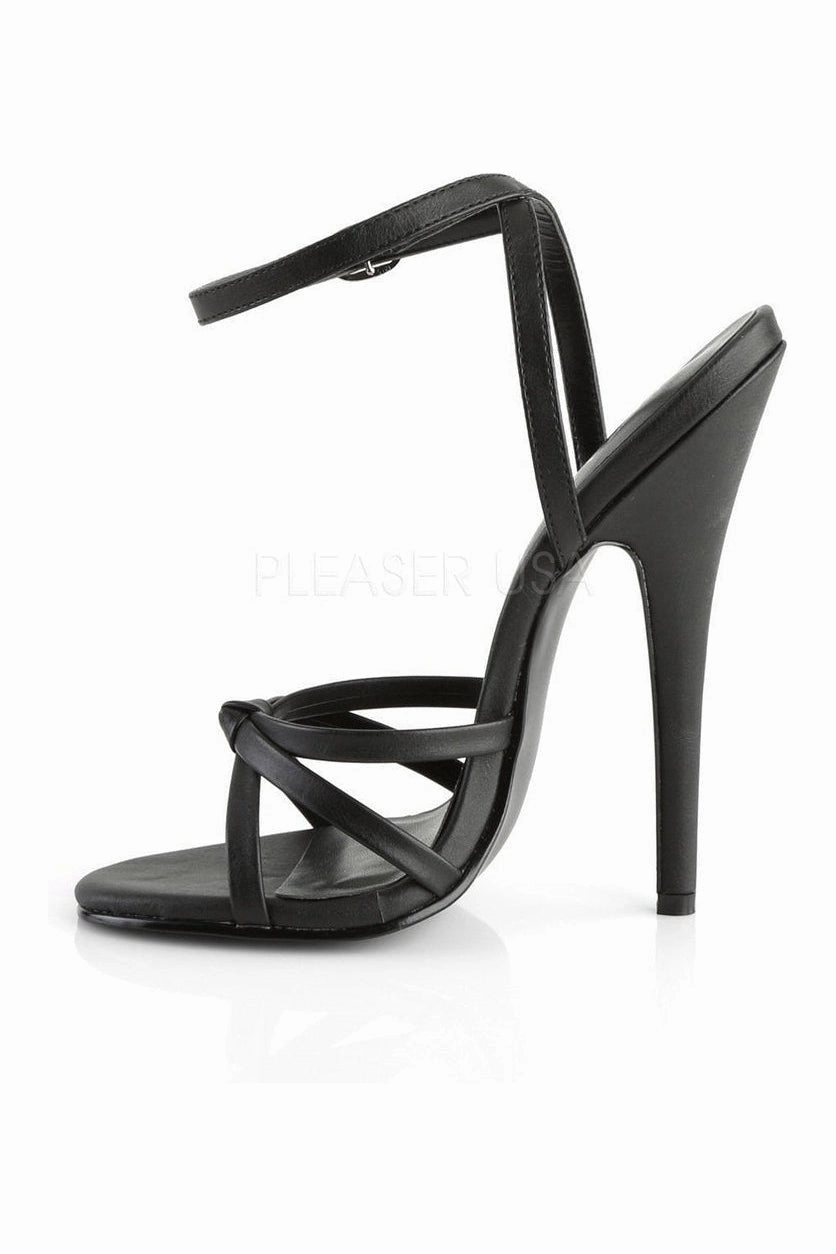 DOMINA-108 Sandal  | Black Faux Leather