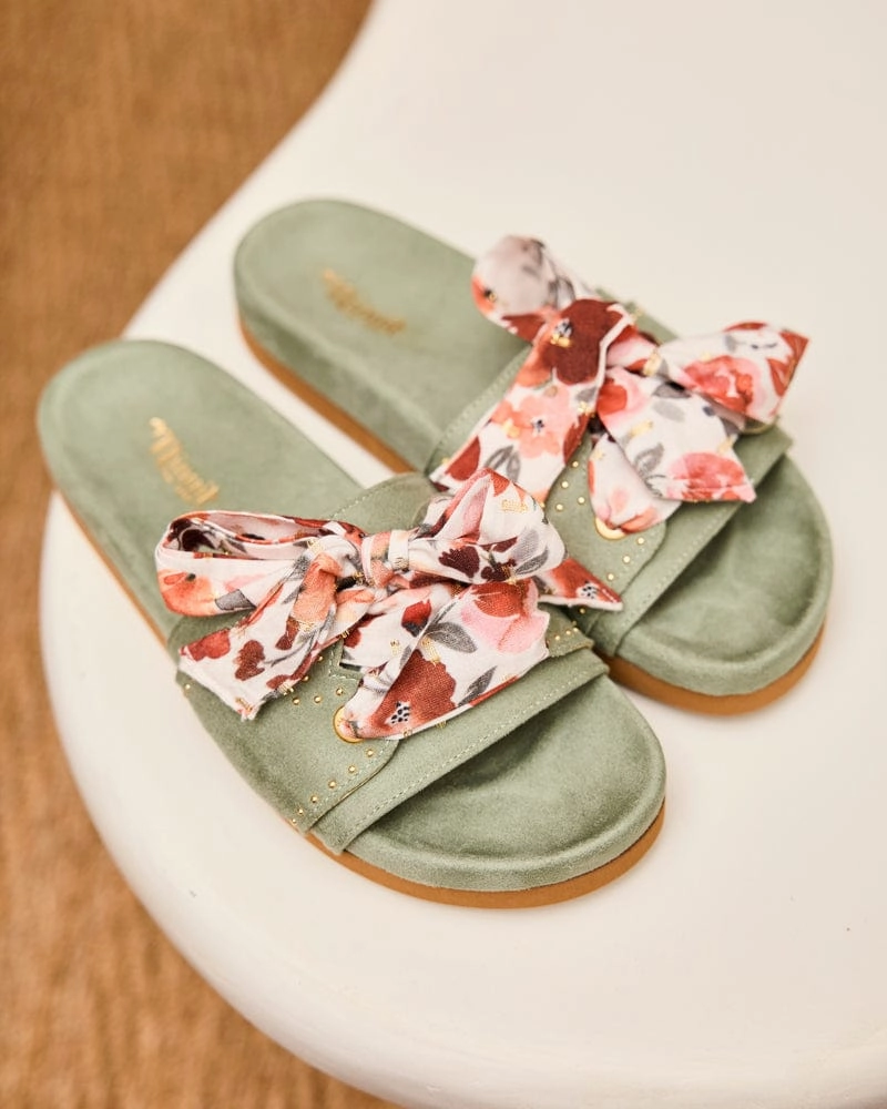 Dune Vegan Suede Slide Sandals | Sage