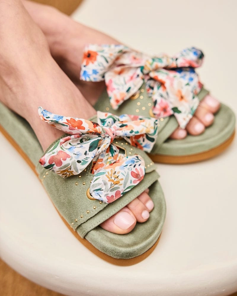 Dune Vegan Suede Slide Sandals | Sage