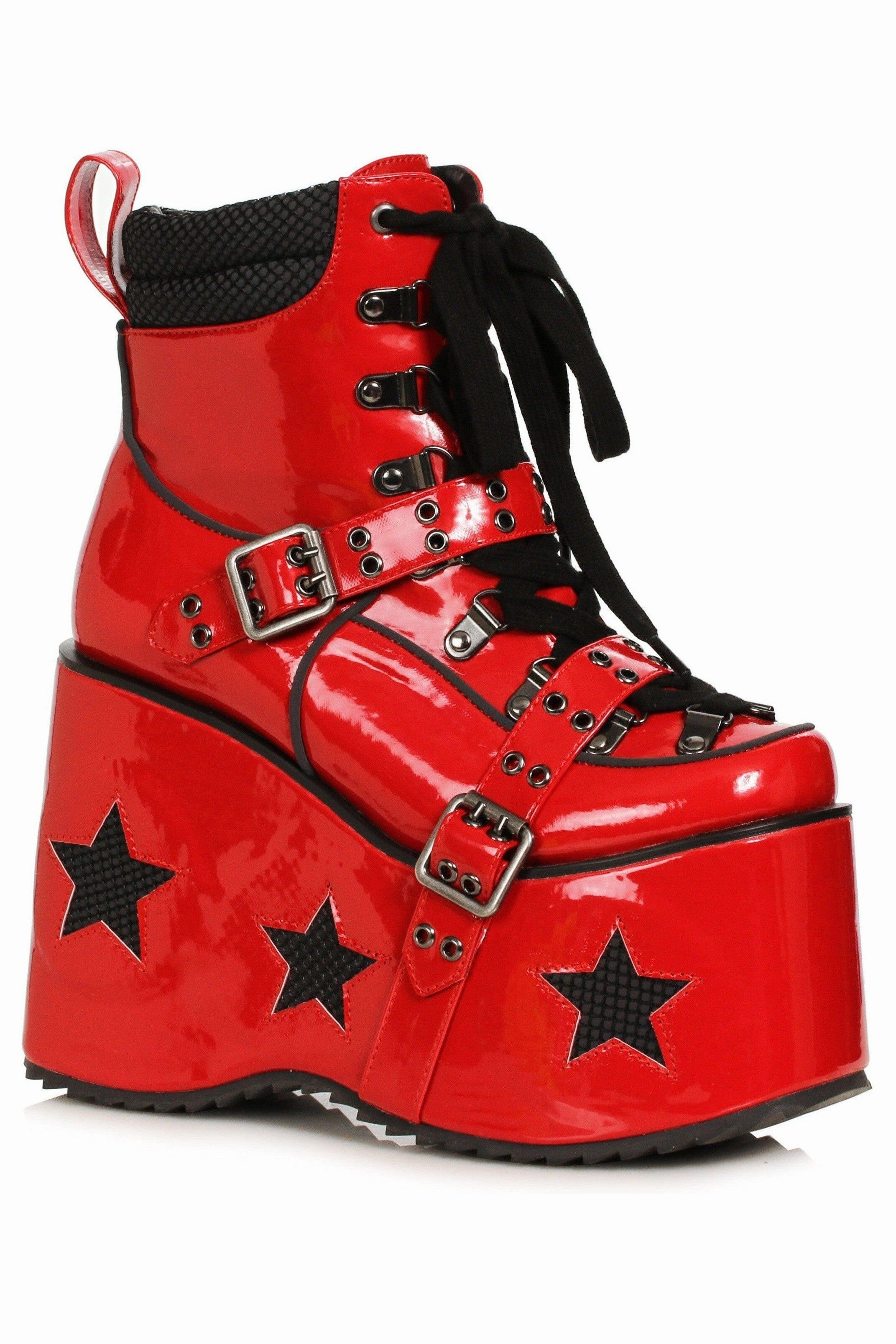 Ellie Shoes 500-SPACED Heel Platform Bootie with Star & Buckle Dcor