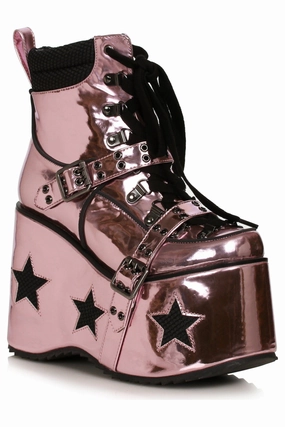 Ellie Shoes 500-SPACED Heel Platform Bootie with Star & Buckle Dcor