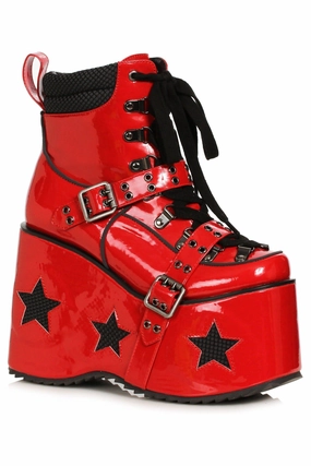 Ellie Shoes 500-SPACED Heel Platform Bootie with Star & Buckle Dcor