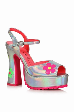 Ellie Shoes 557-DAISY Heel Womens Open Toe Sandal with Flower