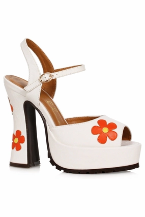 Ellie Shoes 557-DAISY Heel Womens Open Toe Sandal with Flower
