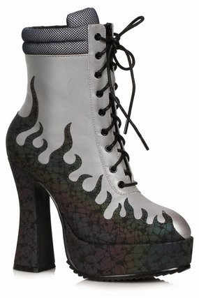 Ellie Shoes 557-FIRE Heel Womens Ankle Boot with Flame