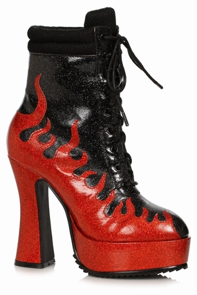 Ellie Shoes 557-FIRE Heel Womens Ankle Boot with Flame