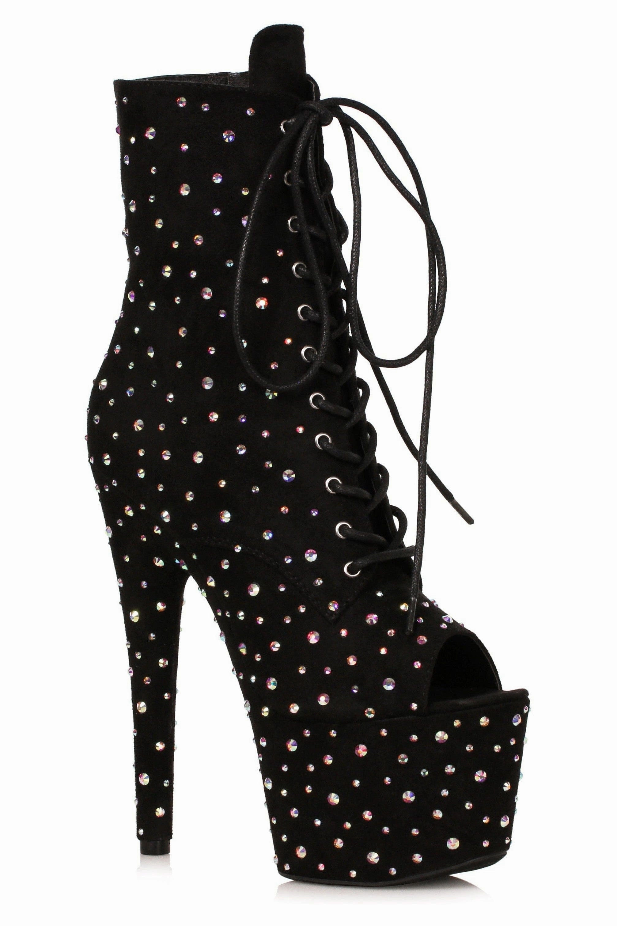 Ellie Shoes 709-ZESTFUL Open Toe Microfiber Boot with Rhinestones