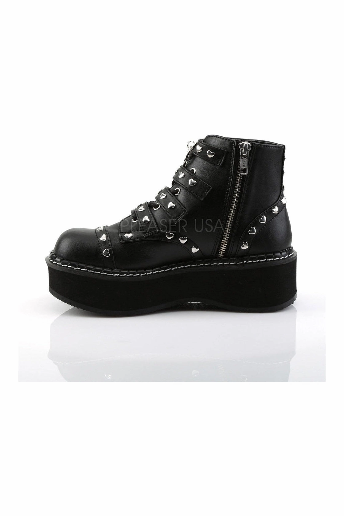 EMILY-315 Demonia Ankle Boot | Black Faux Leather