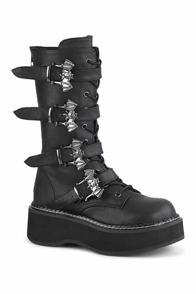 EMILY-322 Knee Boot | Black Faux Leather