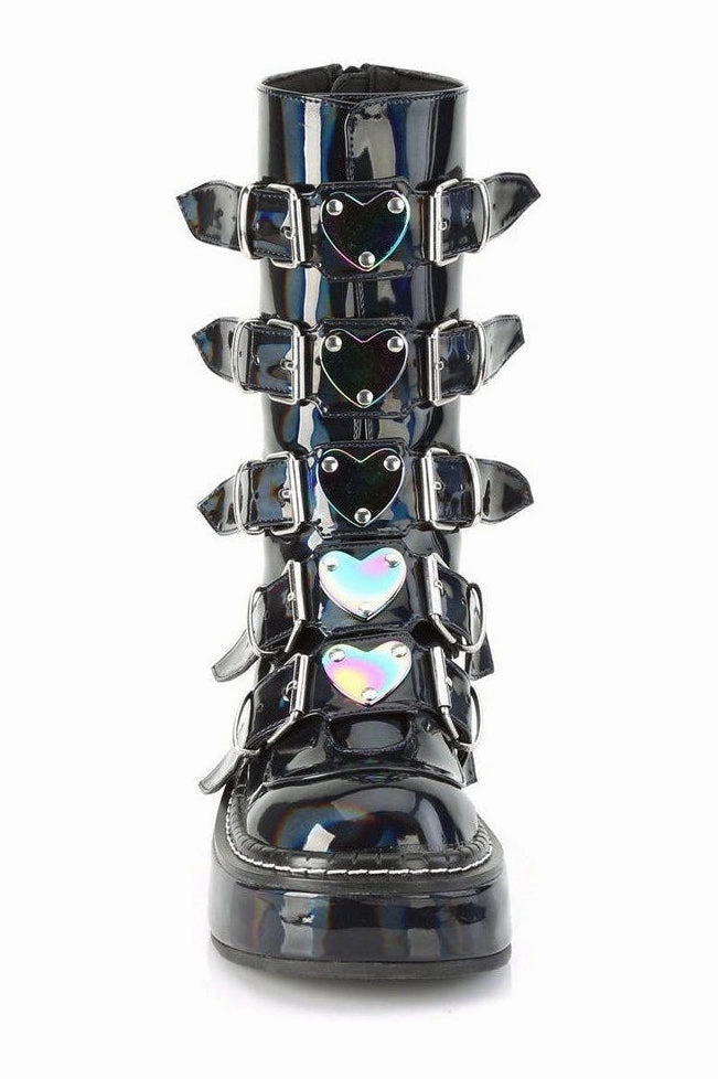EMILY-330 Knee Boot | Hologram Faux Leather