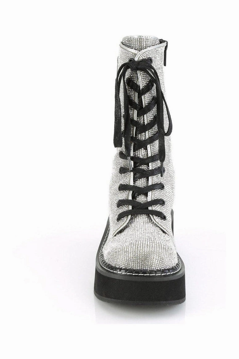 EMILY-362 Knee Boot | Silver Faux Leather