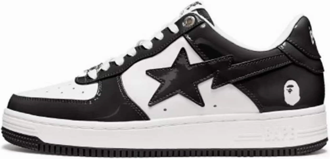 Ervkgm Sneakers for Women Men Classic Ape Head Logo Lightning Star Graphic Leather Trend Sports Shoes Low Top Skateboard Shoe
