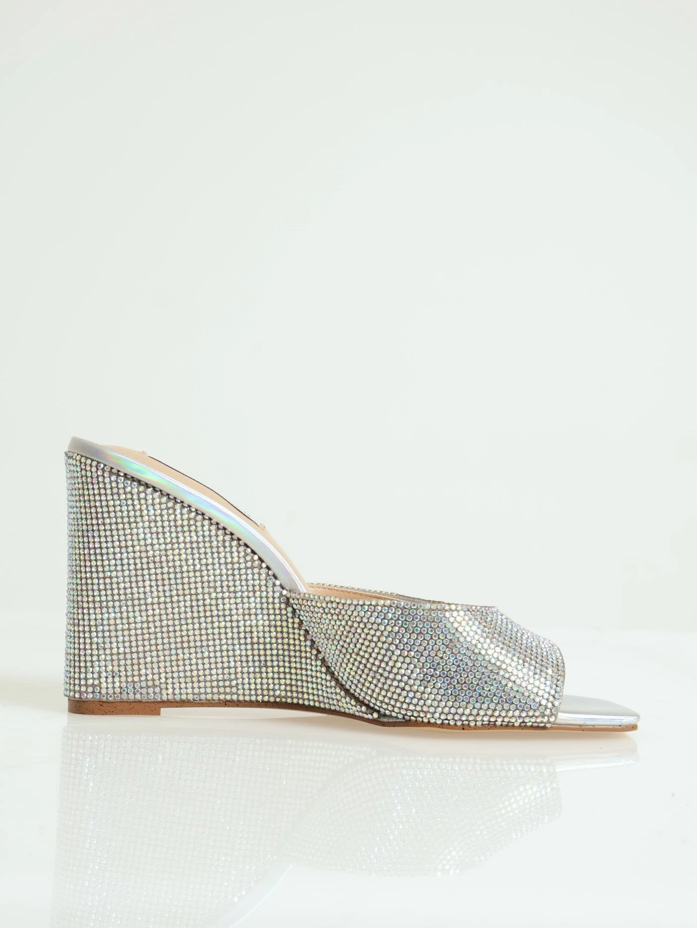 Evoke-R Metallic Fabric Mule Heel - Silver