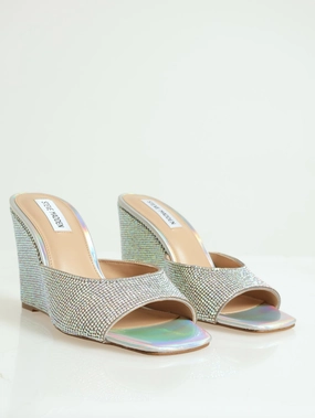 Evoke-R Metallic Fabric Mule Heel - Silver