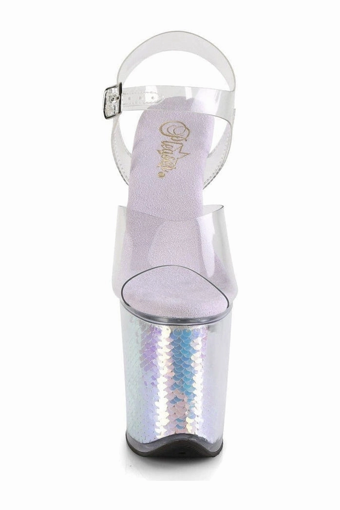 FLAMINGO-808MC Exotic Platform Sandal | Clear Vinyl