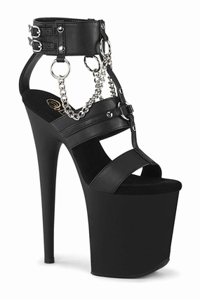 FLAMINGO-861 Black Faux Leather Sandal