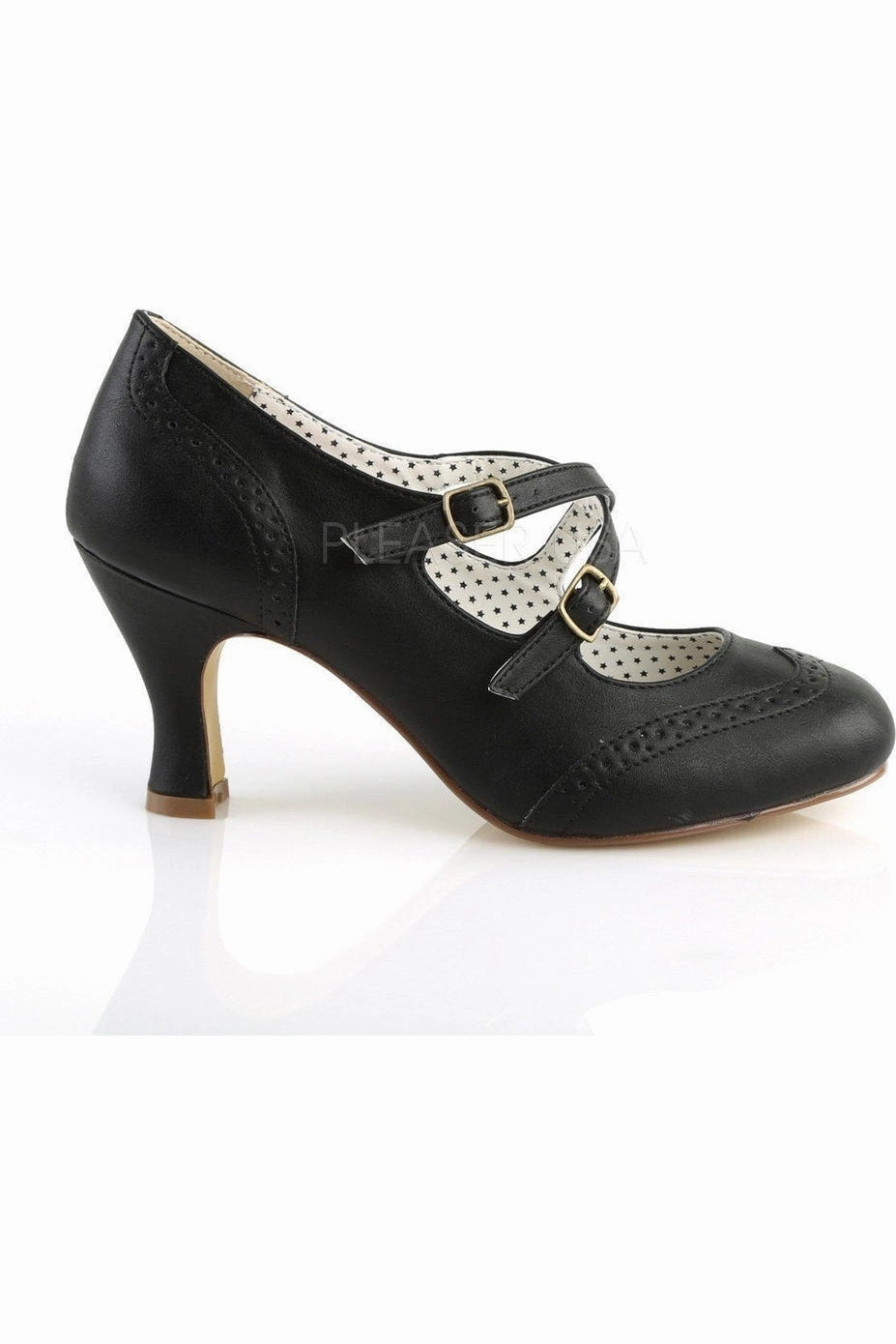 FLAPPER-35 Pump  | Black Faux Leather