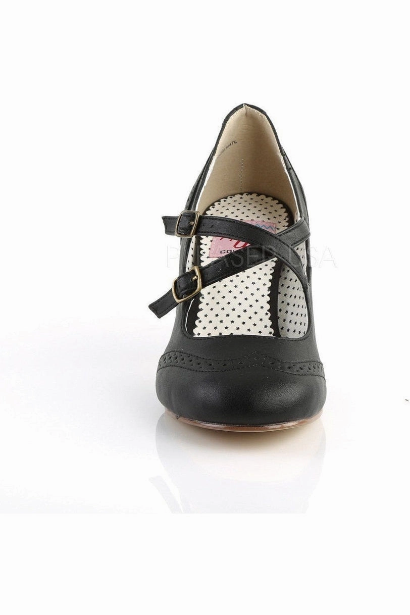 FLAPPER-35 Pump  | Black Faux Leather