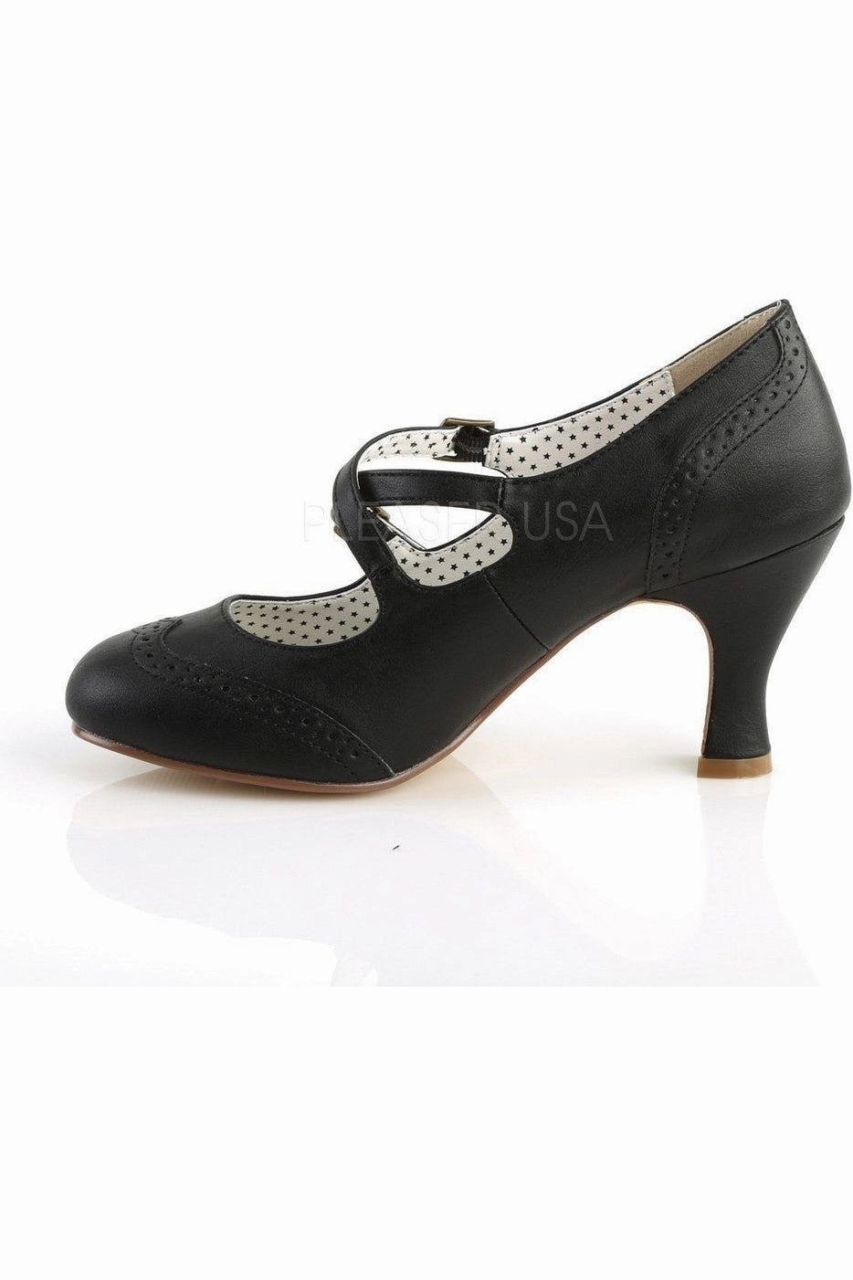 FLAPPER-35 Pump  | Black Faux Leather