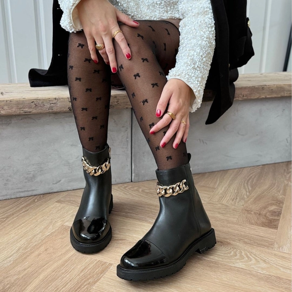 FLOWER EYES - BLACK/GOLD/PATENT