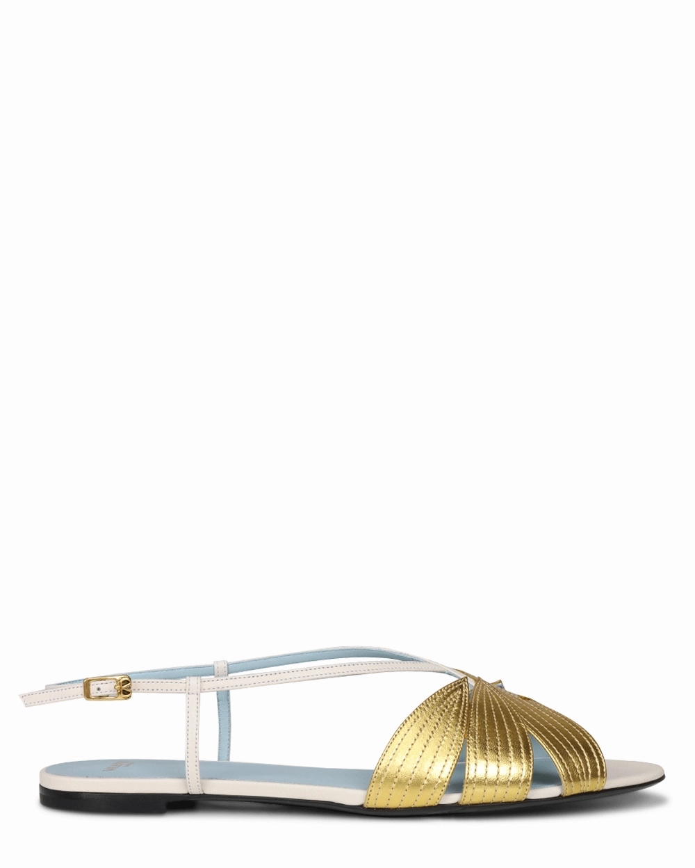 Foliefoliage Bicolor Slingback Sandal in Ivory and Gold