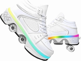 Four-Wheel Skate Shoes, Roller Skates and Sneakers are Unisex and Retractable for Outdoor Use, Suitable for Both Children and Adults