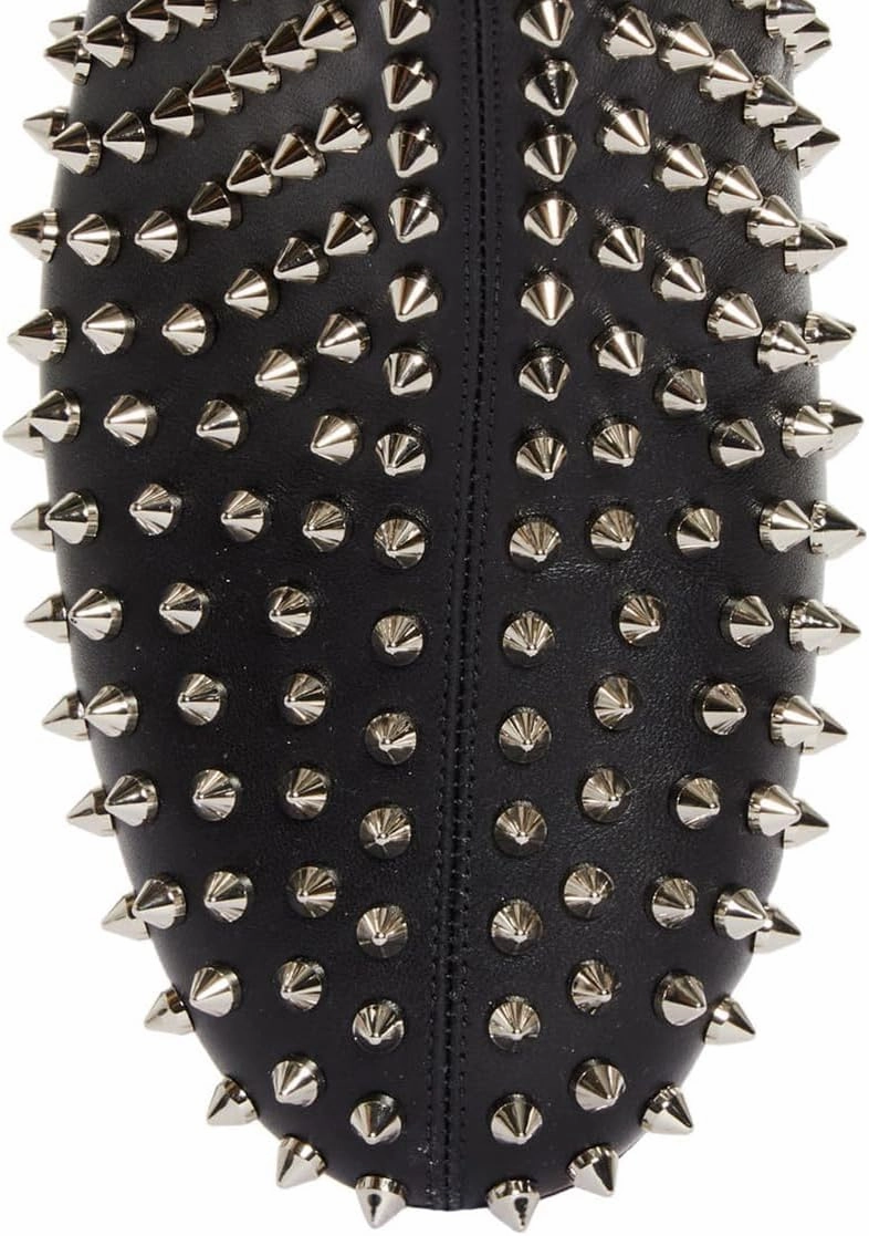 FSJ Women Spikes Ankle Boots Round Toe Block Low Heel Studded Side Zipper Rivets Bootie Fashion Party Outfits Dress Shoes Size 4-16 US