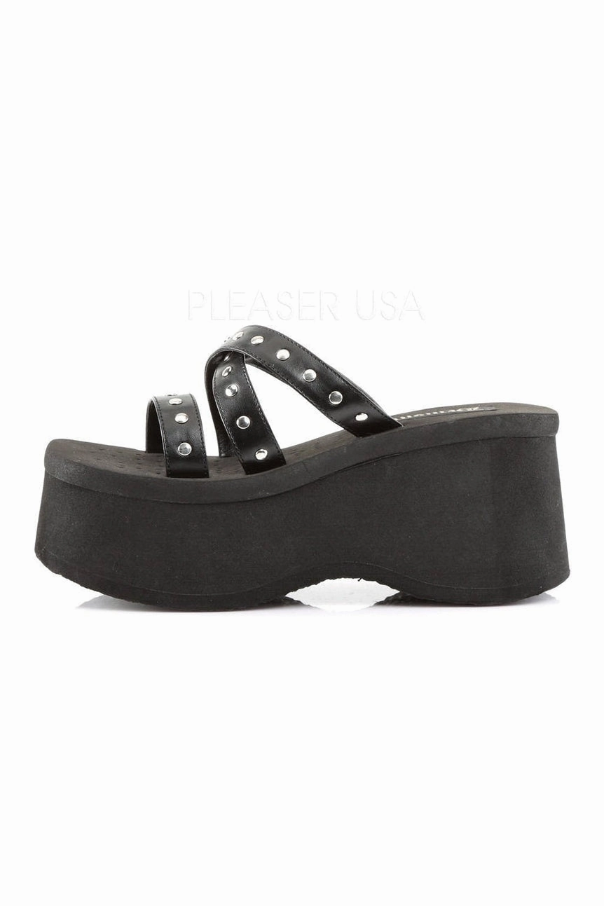 FUNN-19 Sandal | Black Faux Leather