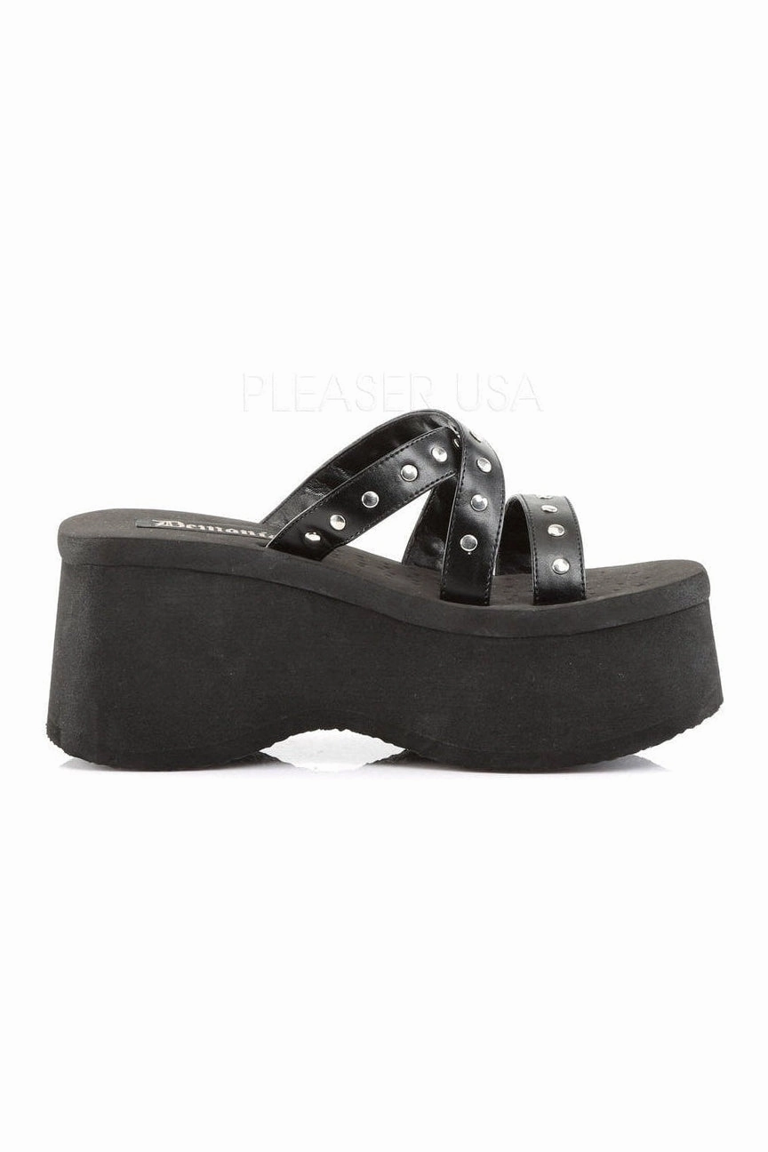 FUNN-19 Sandal | Black Faux Leather